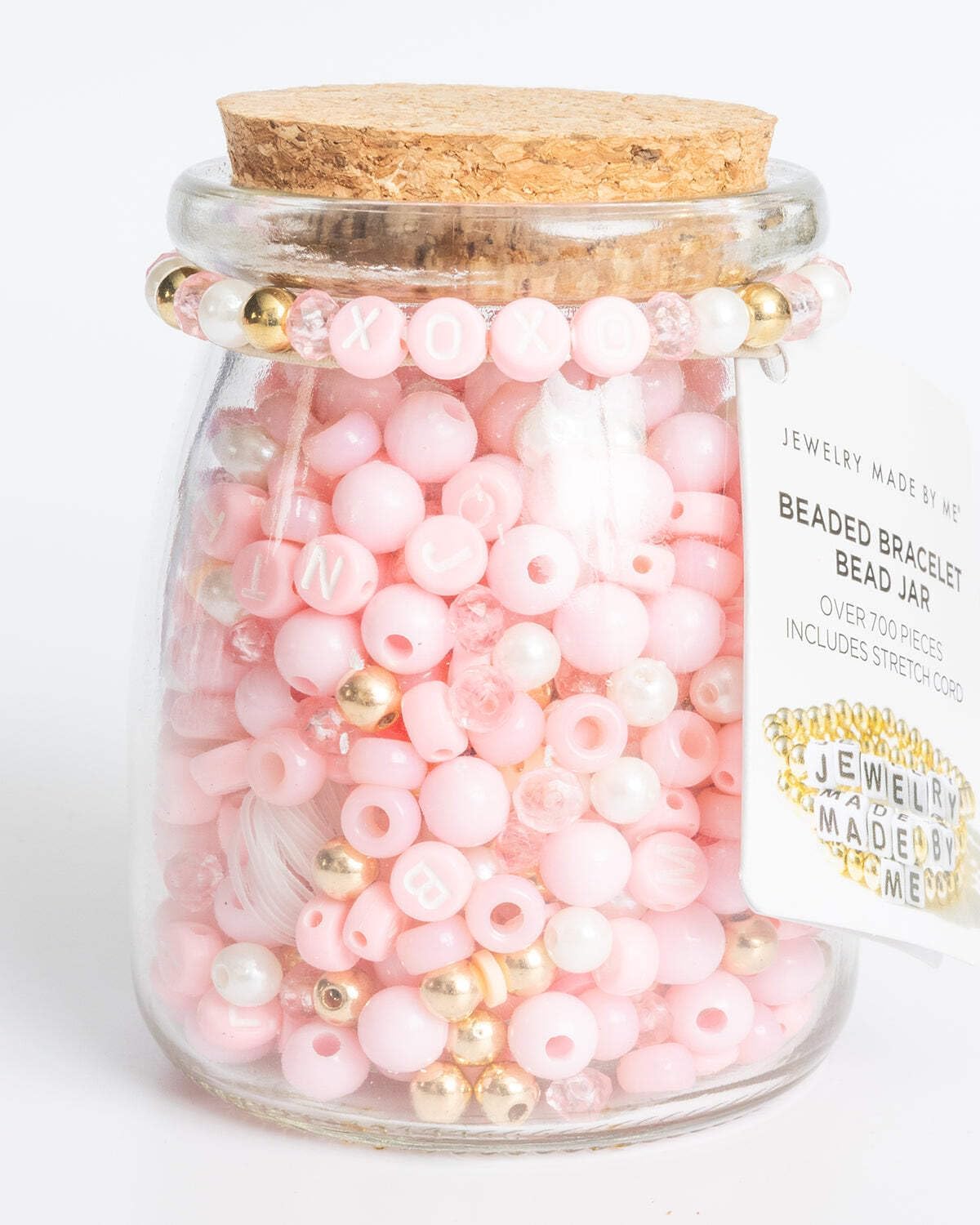 JEWELRY MADE BY ME XOXO Gold and Pink Letter DIY Bead Jar