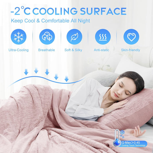 CHOSHOME Cooling Comforter Twin Size,Cooling Blanket with Q-Max 0.45 Arc-Chill Cooling Fiber,Cool Sleeping Summer Blanket for Night Sweats Hot Sleeper (60" x 90", Pink