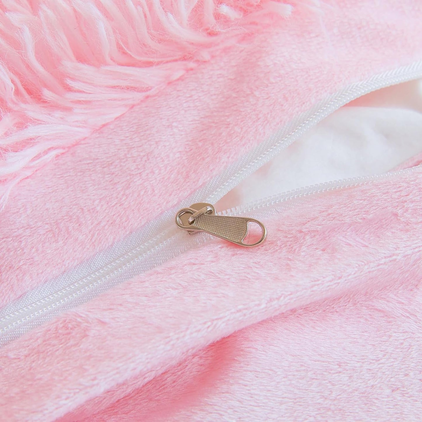 Pink Fluffy Faux Fur Throw Pillow Covers 18"x18", Shaggy Plush Fuzzy Furry Decorative Pillowcase Set for Sofa, Bedroom, or Living Room