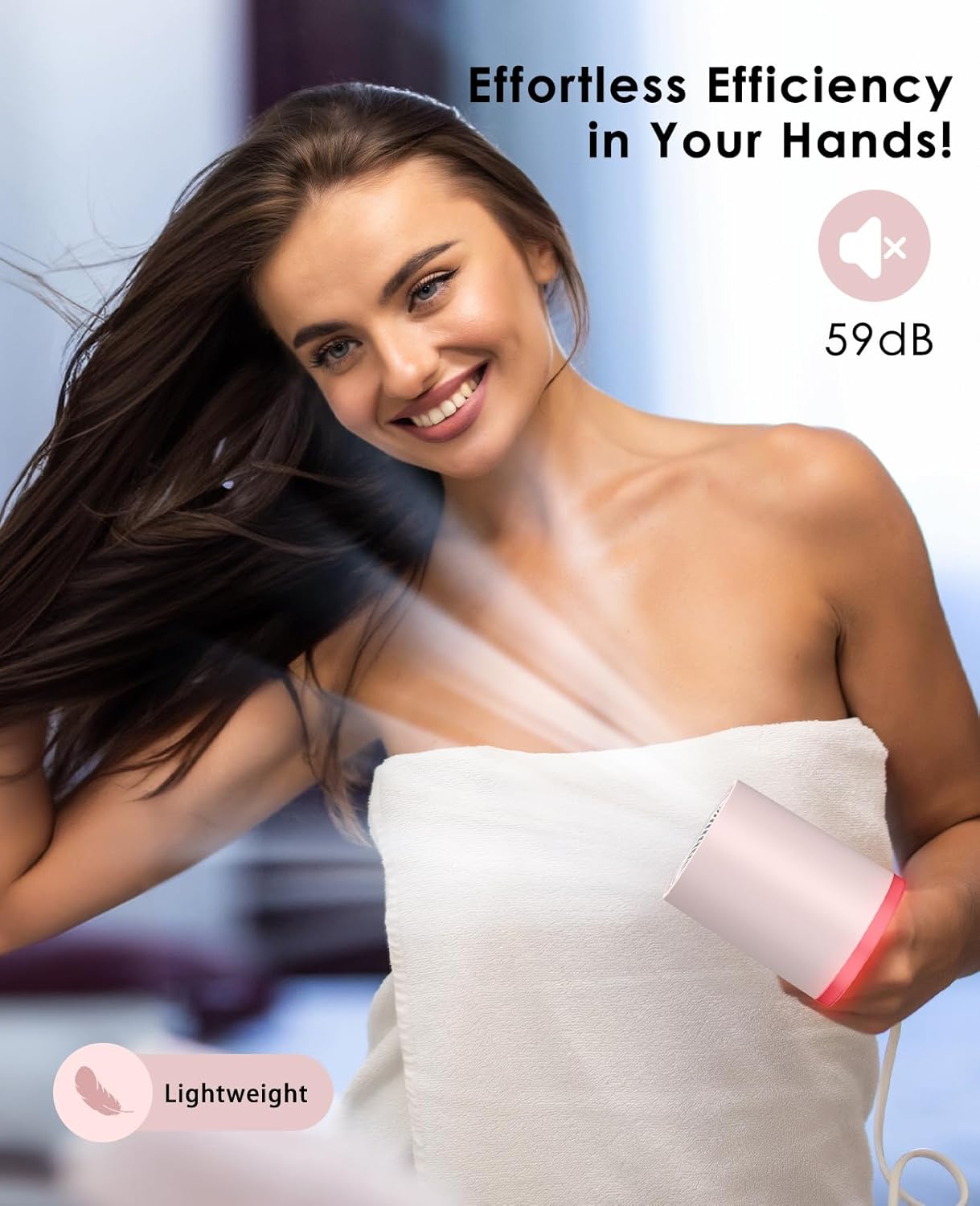 OSOU Diffuser Hair Dryer, High Speed Fast Drying Hair Dryers, Negative Ionic Professional Blow Dryer with 110000 RPM Brushless Motor, Lightweight Low Noise Thermo-Control Hairdryer, Travel with Nozzle