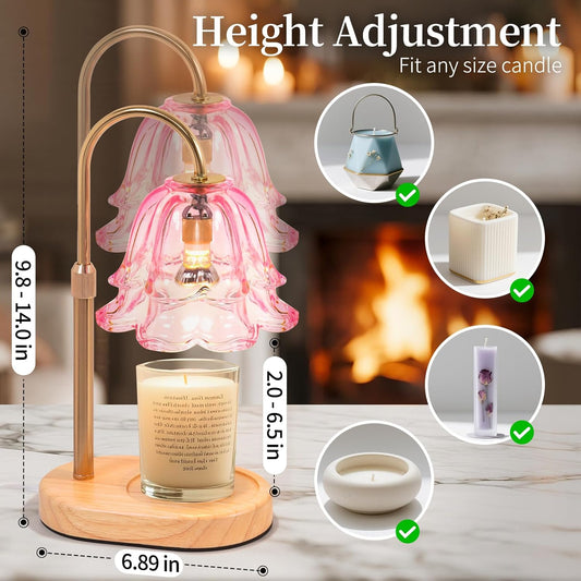 Flower Candle Warmer Lamp with Timer - Dimmable Electric Candle Warming Lamps, Adjustable Wax Melter Wamers Light for Jar Candles, Birthday Gifts for Women, Christmas New Home Decor