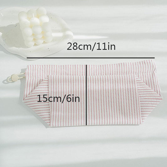 Fabric Tissue Box Cover with Handle, Pink Striped Cotton Tissue Holder for Home, Office, Bedroom, Car โ Decorative Washable Tissue Case