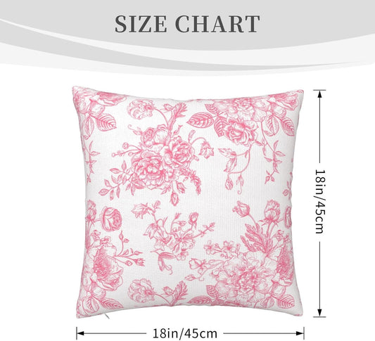 Pink and White Floral Throw Pillow Covers 18x18 Inches Set of 2, Decorative Vintage Chinoiserie Flower Pillow Case Farmhouse Cushion Covers for Sofa Bed Couch Living Room