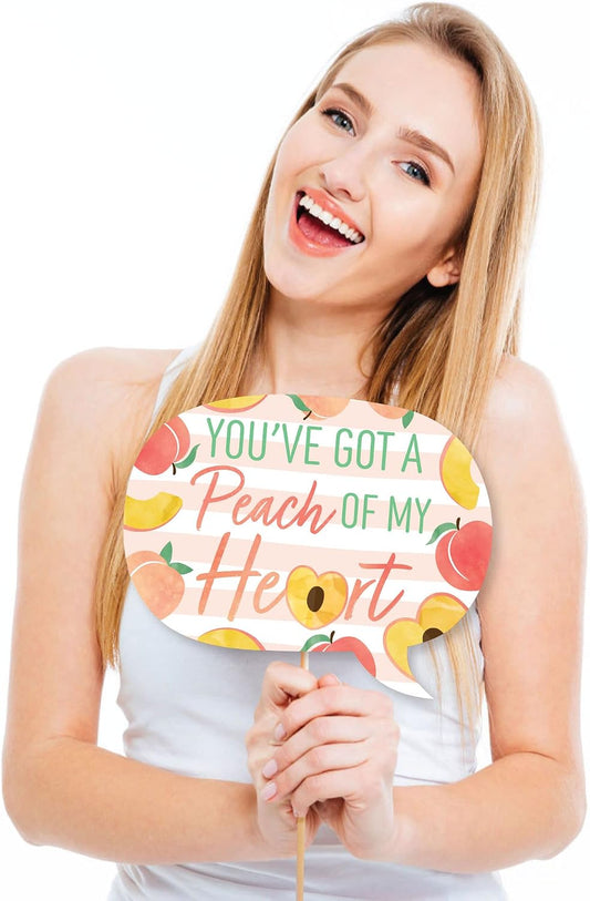 Big Dot of Happiness Funny Sweet as a Peach - Fruit Themed Baby Shower or Birthday Party Photo Booth Props Kit - 10 Piece