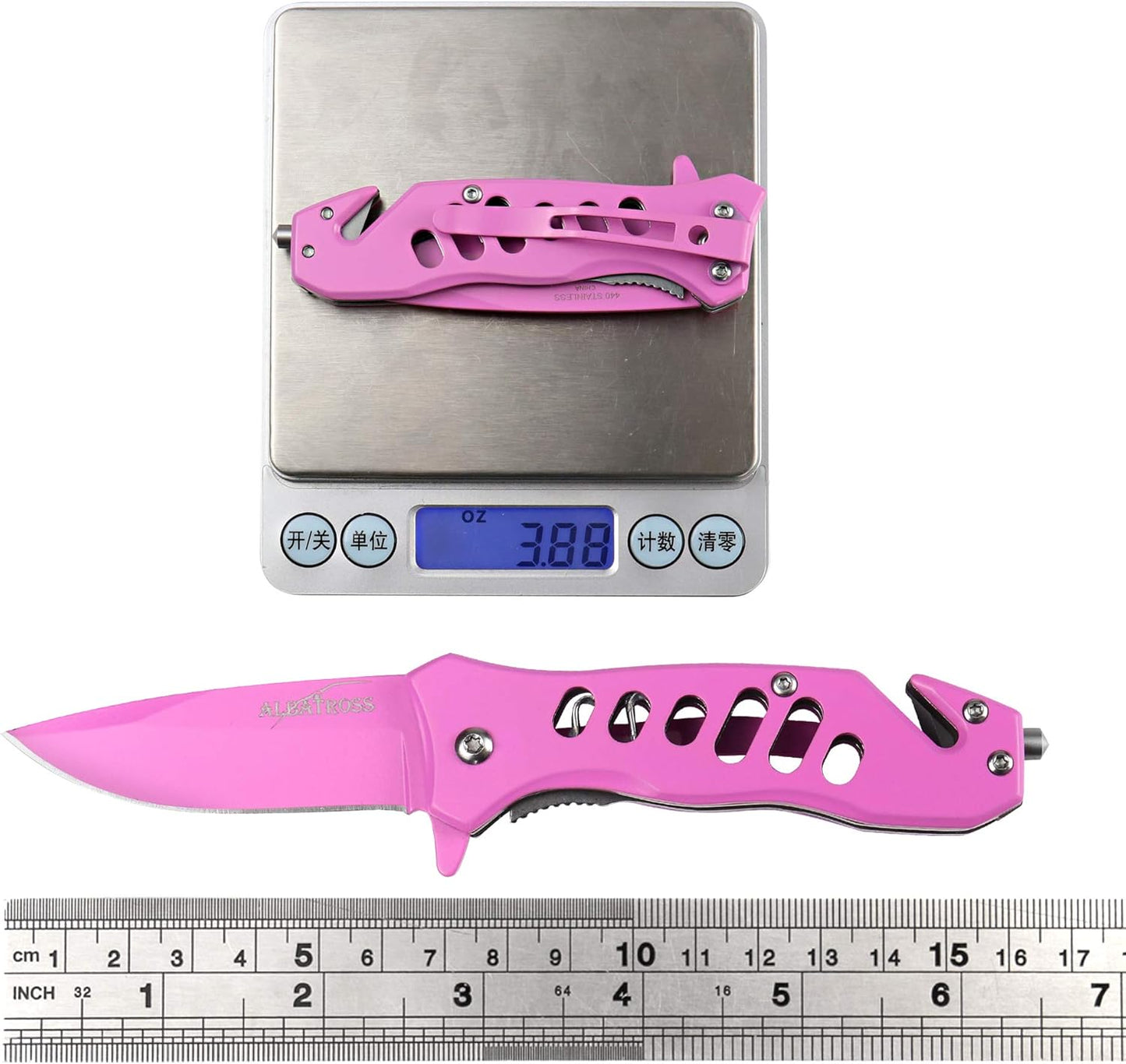 ALBATROSS EDC Cool Sharp Tactical Folding Pocket Knife,SpeedSafe Spring Assisted Opening Knifes with Liner Lock,Pocketclip,Glass Breaker,Seatbelt Cutter(Pink)