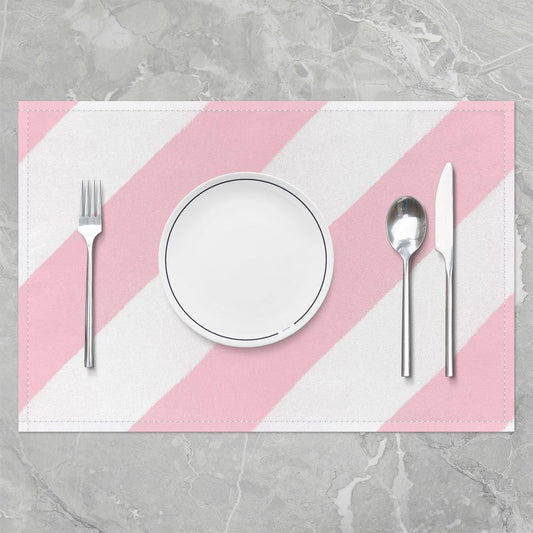 Feelyou Pink White Stripe Placemats Set of 4 Striped Table Mats for Party Kitchen Dining Decoration Geometric Place Mat for Table Holiday Decor Indoor Outdoor 18"x12" Non-Slip Easy to Clean Washable