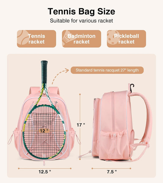 Marvolia Tennis Bags for Women Men, Tennis Backpack Holds 2 Rackets with Ventilated Shoe Compartment & Wet Pocket, Tennis Racket Bag Backpack for Pickleball Tennis Badminton