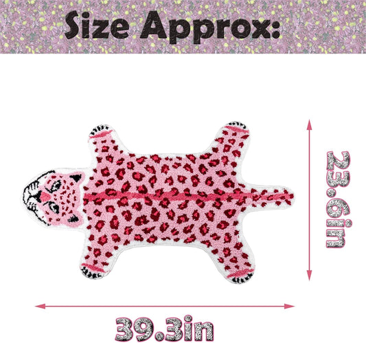 ZSCYD-yingda1992 Leopard Shaped Animals Bath Mat Non-Slip Bathroom Door Mat for Bedroom Bathroom Kitchen Cartoon Area Rug for Tub Soft Bathtub Home Decor Pink