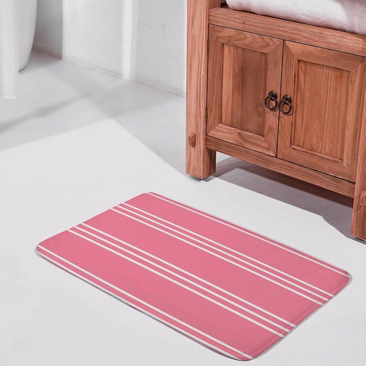 Pink Stripes Bathroom Rugs, Non Slip & Absorbent Bath Mat Carpets for Bathroom, Entryway or Sink 16" x 24"