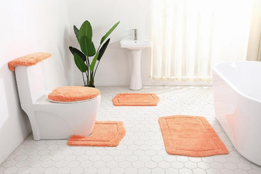 Daniel's Bath & Beyond 5 Piece Bath Rug Vintage Collection, Peach