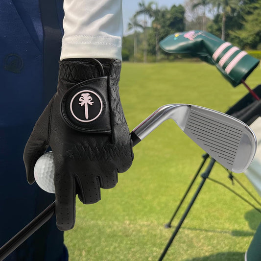 PINKTEE Women's Golf Glove Premium Cabretta Leather Ladies Left Hand All Weather Grip Elastic Wristband