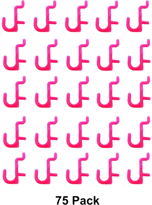 JSP Manufacturing Pegboard Hooks Non-Locking Plastic J Style Hook | Garage Tool Storage Craft Hooks Pegboard Accessories (75, Pink)