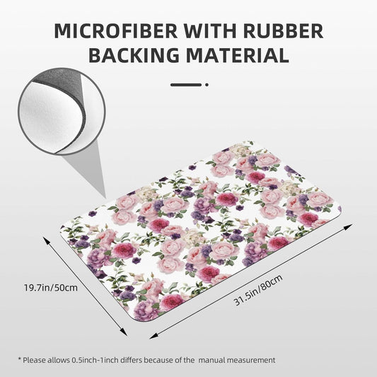 Bathroom Rugs-Pink Rose Pattern, Non Slip Quick Dry Machine Washable Comfortable Bath Mat for Bathroom Floor Tub and Shower