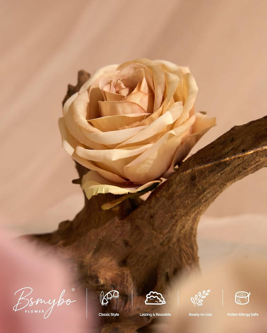 BSMYBO Artificial Flowers Combo Peach Flowers with Stems Fake Rose Faux Floral Arrangements for Wedding Bridal Bouquets, Baby Shower, Floral Arrangement, Table Centerpieces, Home Decorations