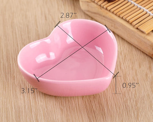 WHJY Pink Love Heart Shaped Ceramic Bowl Set of 6, Contemporary Porcelain Side Dishes, Seasoning & Soy Dipping Sauce Bowls for Wedding & Birthday Party
