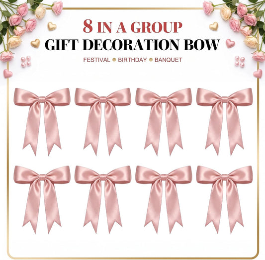 1 String Pink Bow Garland Banner Decorations, Pre-Strung Satin Ribbon Bows for Birthday, Baby Shower, Bridal Shower, Coquette Girls Room, Bow Themed Party, Wedding, Christmas Tree Decorations