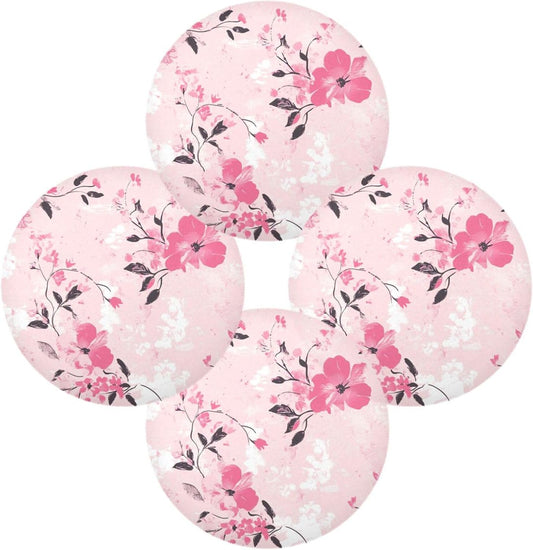 Floral Pattern Peach Round Reversible placemats Reusable placemat Dining Table Plate mats placemats Heat Resistant Waterproof Kitchen placemats Set of 6 15.4x15.4in