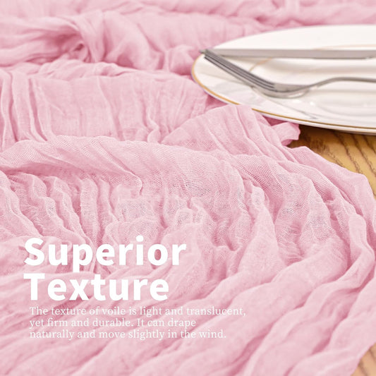 3 Pack Pink Table Runner 17 x 108inch Cheesecloth Table Runner Boho Gauze Table Runners Rustic Sheer Fabric Cheese Cloth Table Runners for Wedding Party Bridal Baby Shower Spring Table Decor