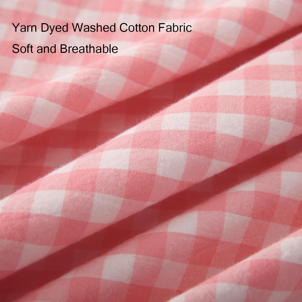 Silnuo Pink Plaid Ruffle Throw Pillow Covers Set of 2,Shabby Washed Cotton Checkered Gingham Pillow Shams Decorative Pillowcases for Sofa,Couch,Liviing Room