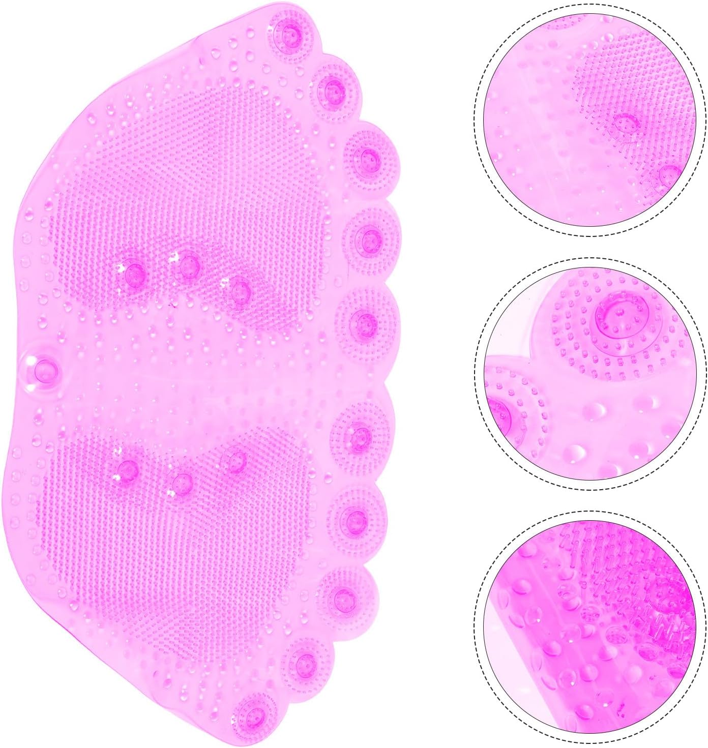 Abaodam Anti-Slip Bathroom Floor Mat with Suction Cups, Foot Massage Bath Cushion PVC, Non-Skid Entrance Rug for Shower and Home Safety, Pink