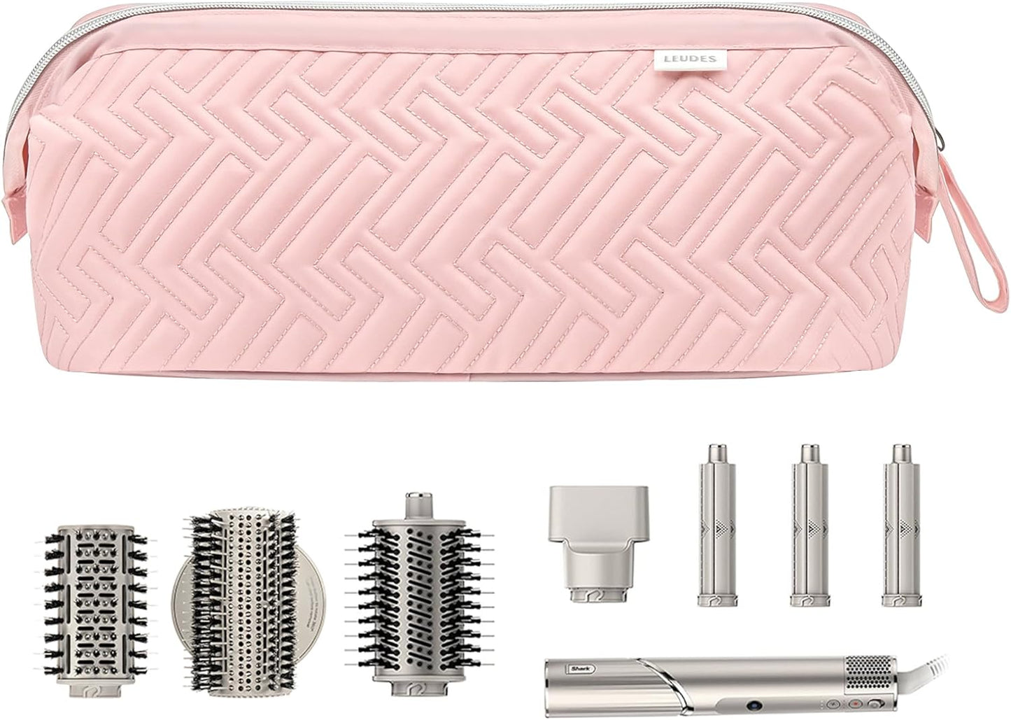 Leudes Hair Tools Travel Bag for Shark Flexstyle Carrying Case Portable Shark Hair Air Wrap Dryer Case Waterproof Dustproof Flat Curling Iron Travel Organizer (Pink)