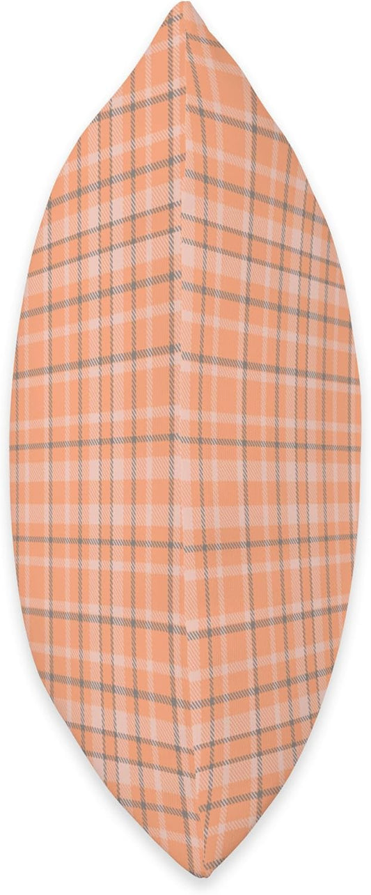 Cute Pastel Coral Peach Plaid Gingham Pattern Minimalist Throw Pillow