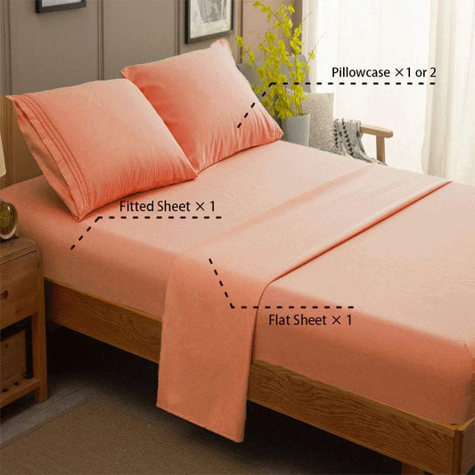 SONORO KATE Bed Sheet Set Super Soft Microfiber 1800 Series Luxury Egyptian Sheets 16-Inch Deep Pocket,Wrinkle and Hypoallergenic-4 Piece (Coral, Queen)