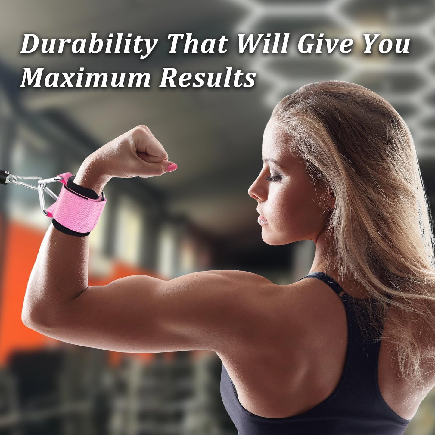 2Pack Wrist Cuffs for Cable Machine, Adjustable Neoprene Padding, One Size Fit All, Fitness Wrist Straps for Men Women
