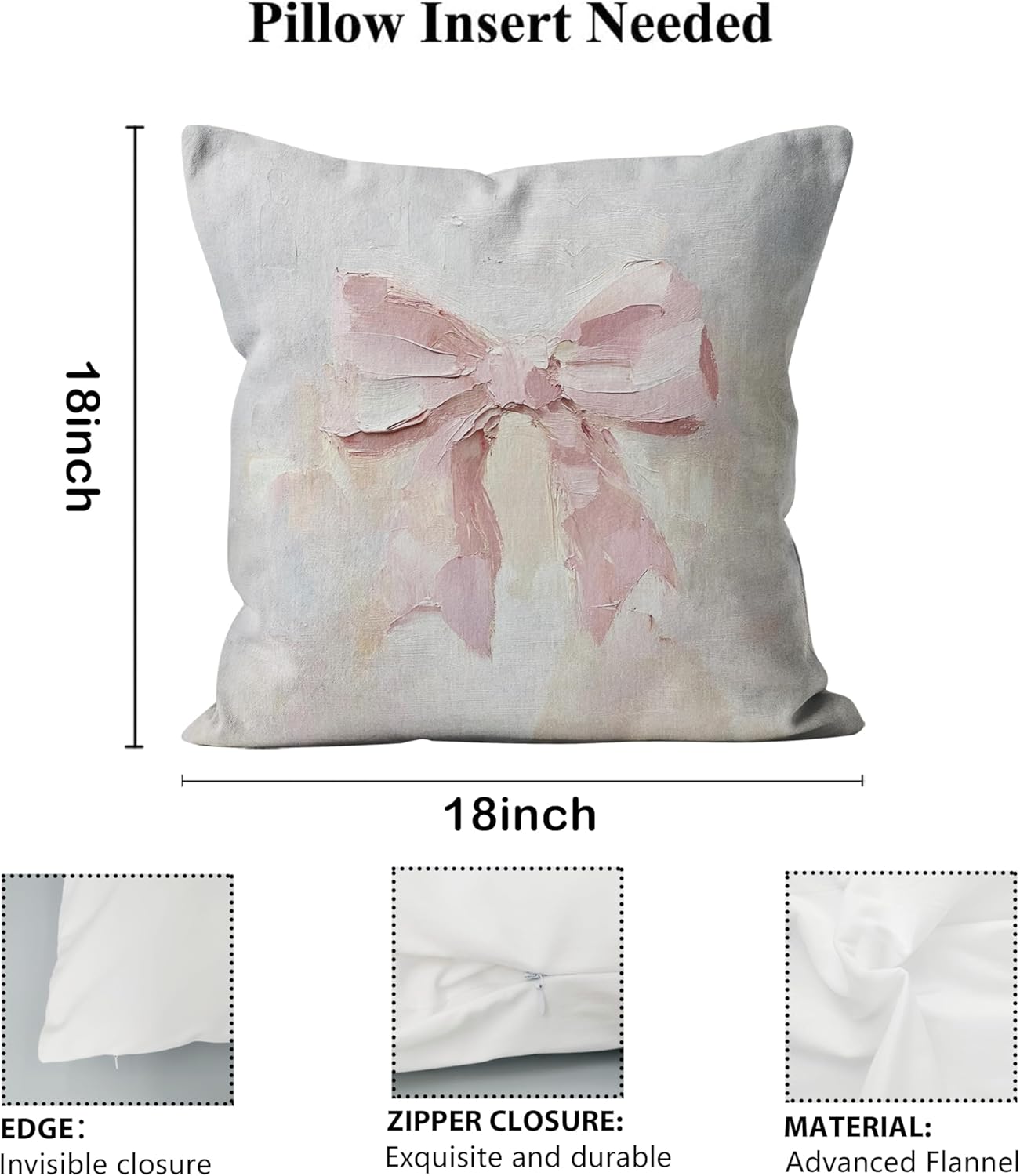 Pastel Pink Bow Hydrangea 18x18 Pillow Covers Set of 4, Coquette Preppy Room Decor, Pink Hydrangea Flower Heart Decorative Throw Pillow Covers for Girls Bedroom Dorm Apartment Home