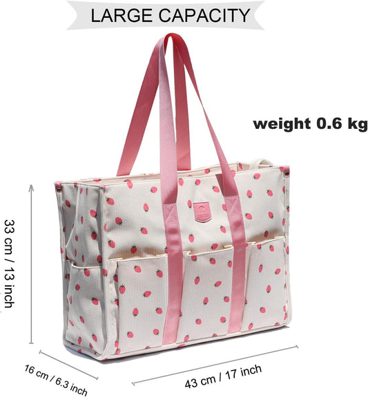 ESVAN Utility Tote Bag with Zip Top Waterproof Teacher Tote Bag for Teacher Work Women Beach