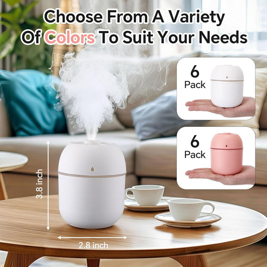 Hortsun 12 Pcs Portable Small Humidifier USB Personal Desktop 220 ml Mini Humidifier for Bedroom Plants Car Office Room Home Travel (White,Pink)