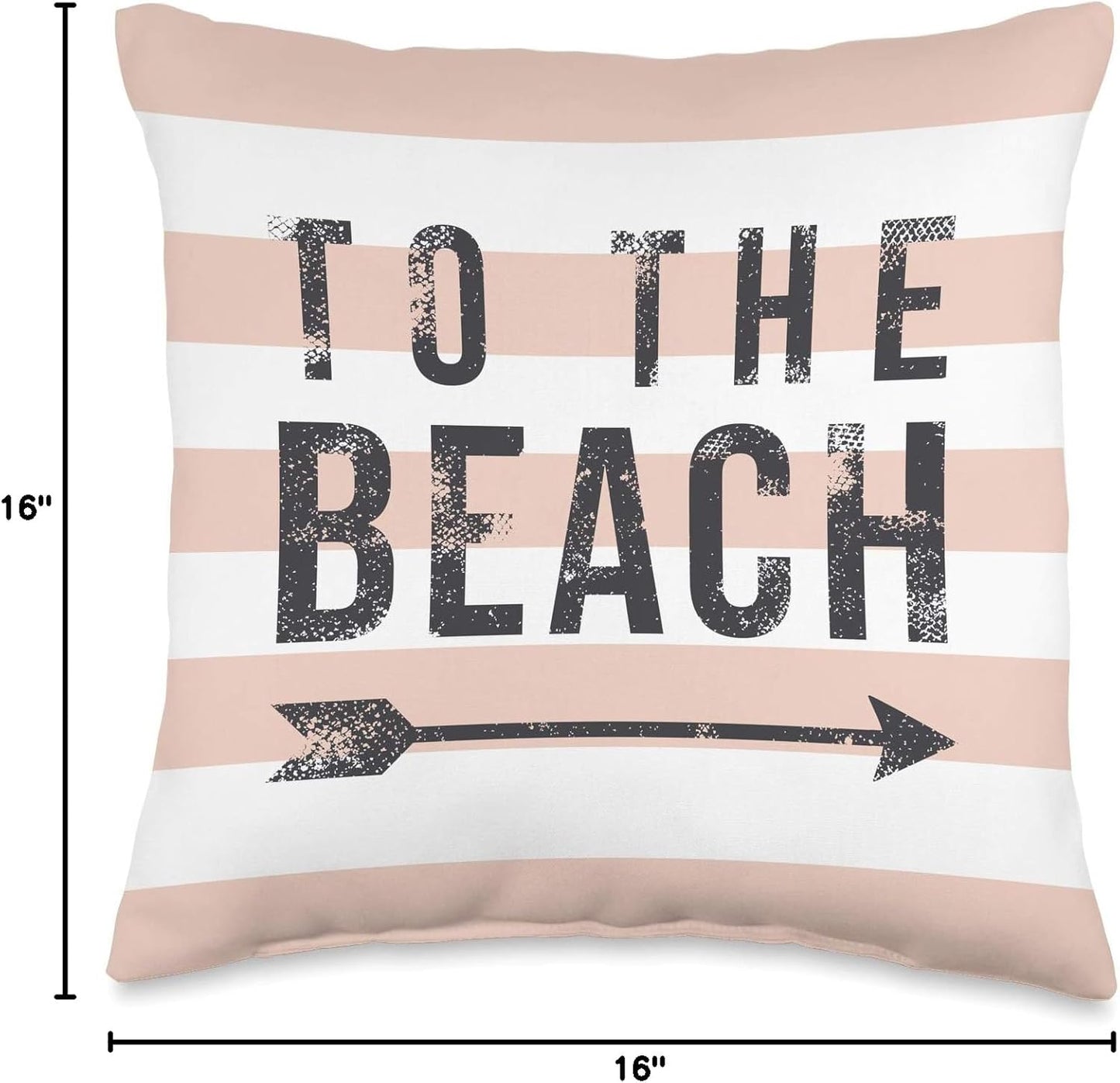 To The Beach - Cute Summer Quote - Pastel Peach Stripe Throw Pillow