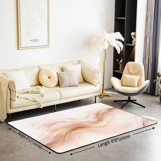 Erosebridal Marbling Area Rug 3X5 Peach Pink Marble Indoor Floor Mat for Living Room,Watercolor Ink Paintings Accent Rugs Abstract Texture Decorative Non Slip Rug