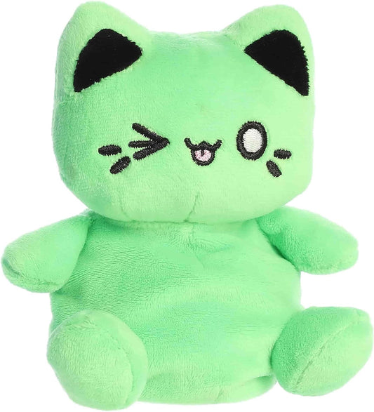 Aurora® Enchanting Tasty Peach® Meowchi Palm Pals™ Stuffed Animal - Bright & Colorful Design for Room Decor - Perfect for Adults, Kids, and Birthdays - Toxic Green 5 Inches