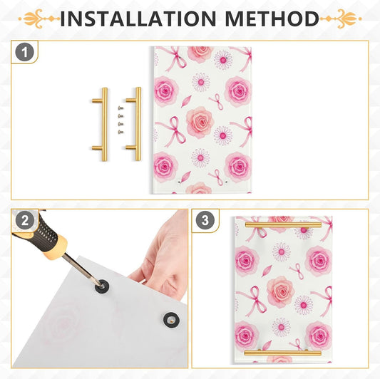 Retro Pink Rose Bow Decorative Food Tray with Handles Flat Serving Tray for Jewelry Perfume for Decorative Food bandejas para comida decorativas