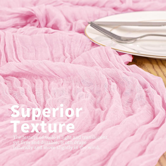 4 Pack Pink Table Runner 17 x 108inch Cheesecloth Table Runner Boho Gauze Table Runners Romantic Rustic Sheer Fabric Cheese Cloth Table Runners for Wedding Party Bridal Shower Table Decor(Light Pink)