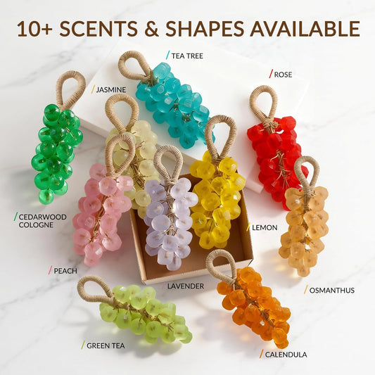 Grape Soap on a Rope – Handmade Grapes Cluster Shaped Soap Bar, Decorative Hanging Bath Soap with Lasting Fragrance, Cold Process Artisan Gift for Home Decor(Peach)