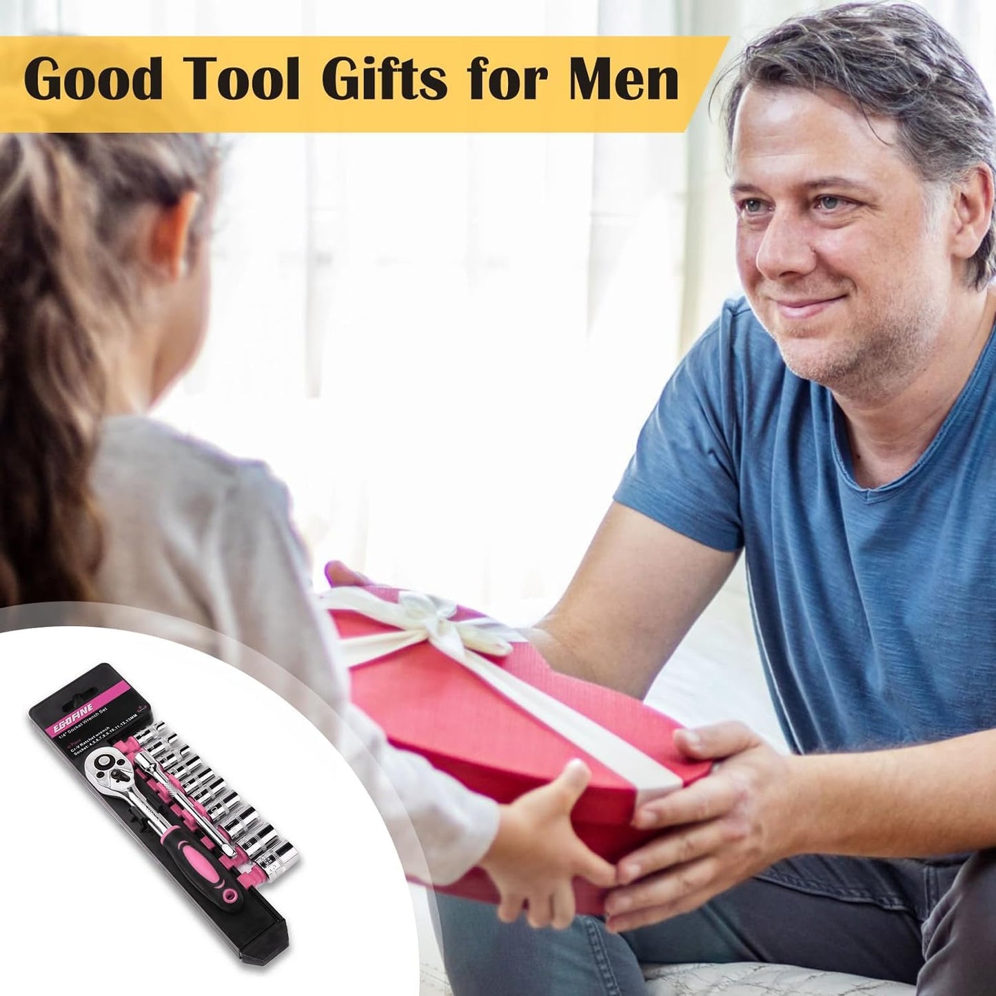 Egofine 12pcs 1/4 Inch Mini Ratchet Socket Wrench Set, Drive Socket Set with 10 Sockets (4-13mm) and 2 Way Quick Released Ratchet Handle and Extension Bar, Pink