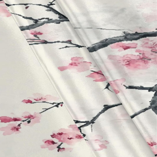 Watercolor Peach Blossom Satin Pillowcase for Hair and Skin Pink Flowers Pillow Cases Standard Size Soft Cooling Satin Pillow Covers with Zipper for Men Women 20x26 Inches