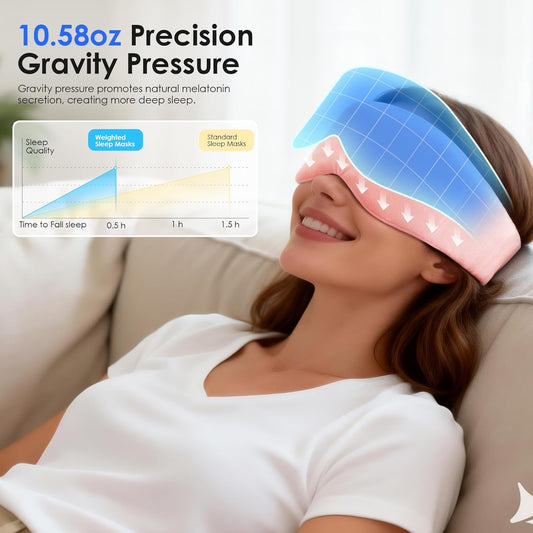 Weighted Eye Mask for Sleeping, Soft Minky Sleep Mask for Side Sleeper with Adjustable Buckle, 100% Blockout Design, Ideal for Meditation, Relaxation and Travel, Includes Storage Pouch (Pink)