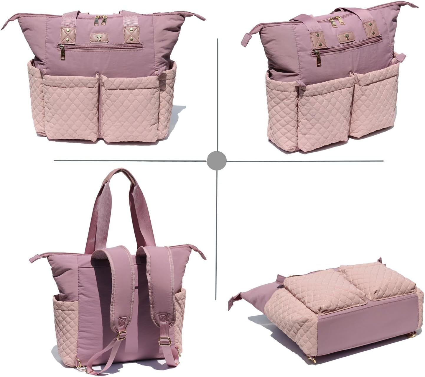 ESVAN Diaper Tote Bag Totepack Backpack 2 in 1 for Women Multifunctional Large Capacity with Insulated Pockets Travel | Multifunctional