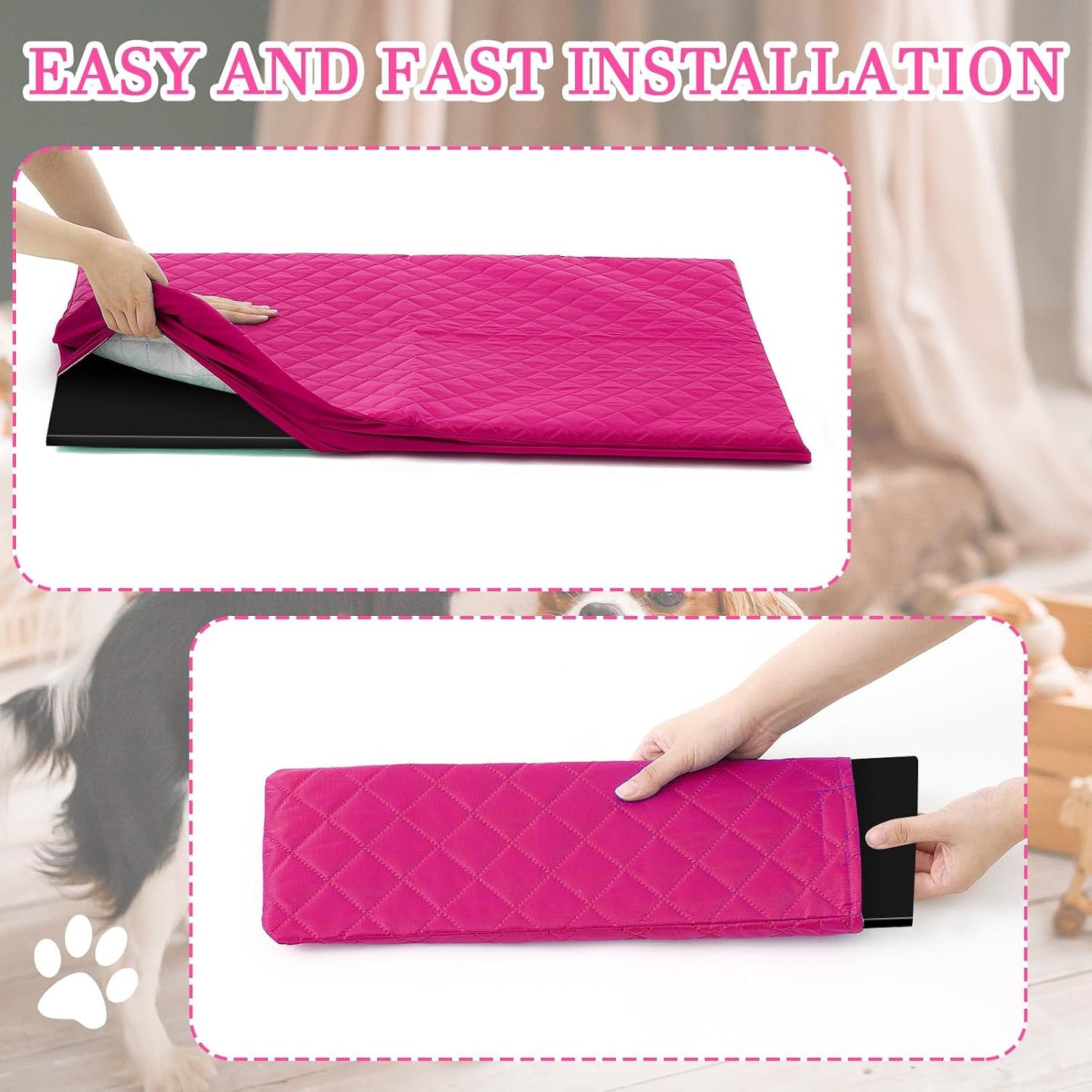 Beeveer 7 Pcs Winter Ferret Cage Liner Set Washable Ferret Pads Bedding Cage Accessories for Small Animals Hamster Rats Chinchillas Hedgehogs Guinea, Stain-Resistant Material(Light Pink)