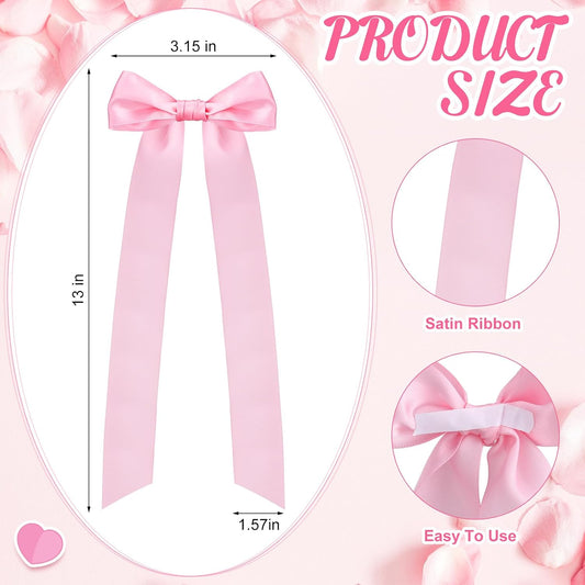 Teenyyou 12 Pcs Pink Candlestick Bows Decor 13 Inch Large Coquette Decorations Bows for Table Self Adhesive Candle Holder Gift Wrapping Wedding Bridal Shower Bachelorette Party Centerpieces