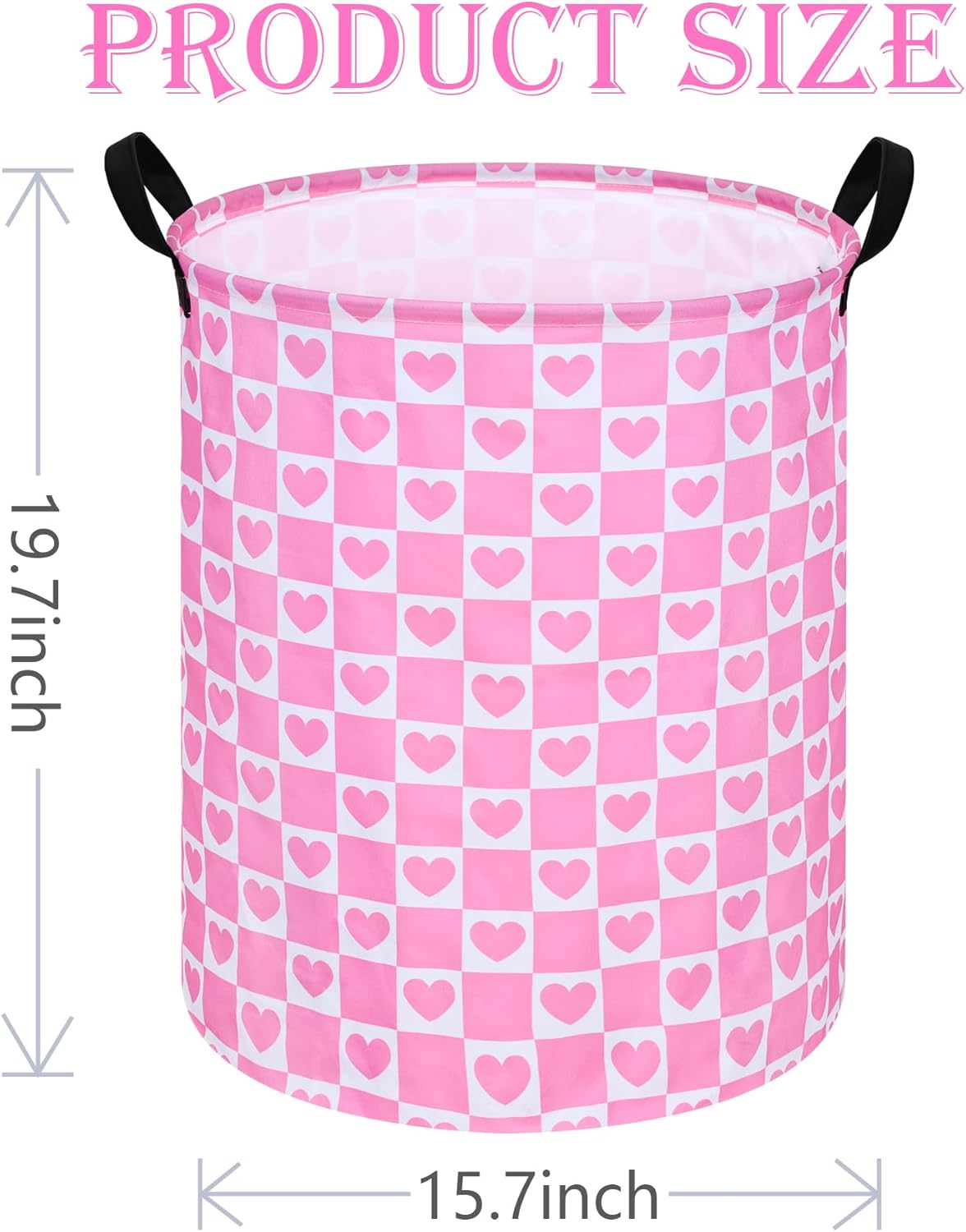 19.7" Round Kids Laundry Basket Gift Baskets Storage Laundry Hamper Toys Nursery Bin with Handles,Storage Basket for Childrens Room Bedroom Decor (Pink Heart)