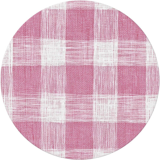 Hand-Drawn Soft Pink and White Check Pattern Round Tablecloth Fitted Table Cover Washable Tablecloths for Kitchen Dining Party 40-44 Inch