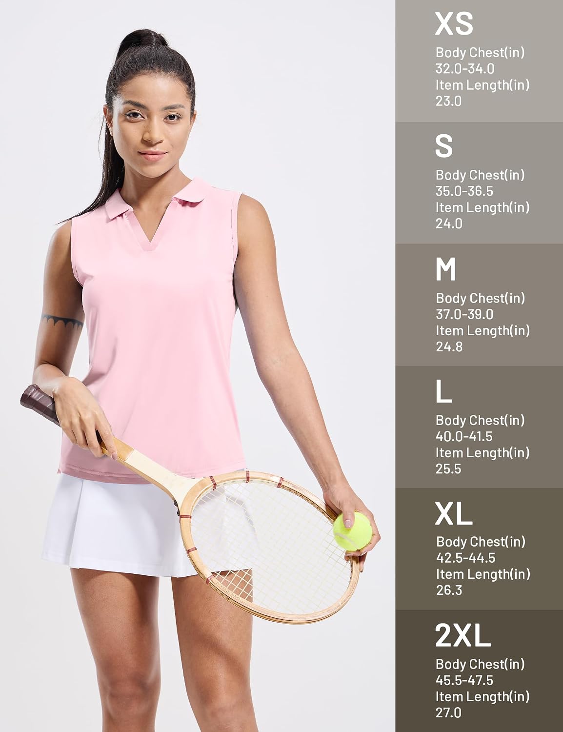 MIER Women's Sleeveless Golf Polo Shirts Dry Fit Collared Tank Tops V Neck Ribbed Athletic Tennis Shirt, Moisture Wicking