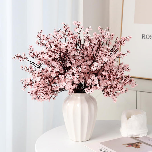 8Pcs Baby’s Breath Artificial Flowers Pink Real Touch Silk Babys Breath Artificial Flowers Bulks for Home Office Wedding Decor, Indoor Outdoor Decor Table Centerpiece(8Pcs, Pink)
