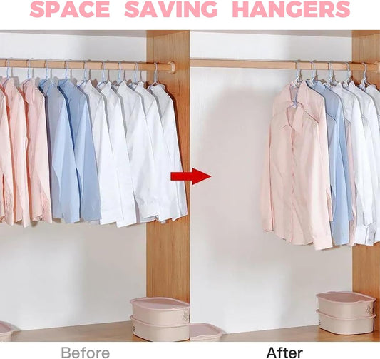 50 PCS Hanger Connector Hooks, Space Saving Hangers, Closet Hanging Organizer for College Dorm Room Essentials, Thickening Upgrade (Pink-50 Pcs)