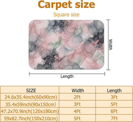 Abstract Area Rug, Modern Minimalistic Watercolor Swirls None Peach Low Pile Sponge Indoor Rectangle Carpet Non Shedding Rugs for Living Room Bedroom College Dorm Kitchen Decor 4' X 6'