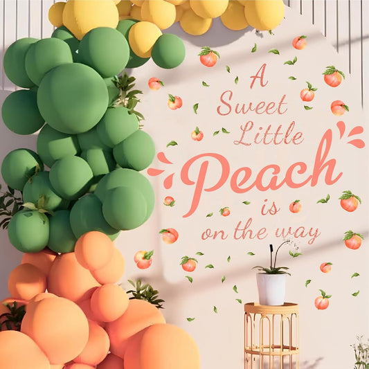 Baby Shower Party Sign Decal Sweet Peach Balloon Arch Backdrop Decals Gender Reveal Stickers Baby Shower Arch Party Decor Fruit Theme Newborn Girl First Birthday Party Supplies Decorations